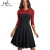 Nice-forever Women Vintage Turn-Down Collar Pinup Button vestidos A-Line Business Party Flare Swing Female Dress A136 ► Photo 3/6