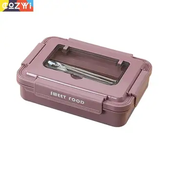 

Microwavable 3/4 Compartment Lunchbox Portable School Office Bento Box Stainless Steel Anti-scald Lunch Box