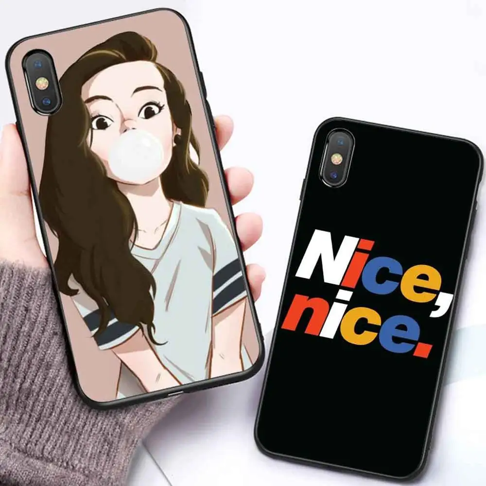 

Funny girl silicone case for iphone xr x xs max 8 plus 7 7plus 8plus 6 6s 5 5s se coque iphone7 shockproof phone cover