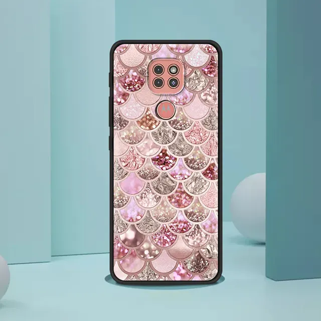 Black Case For Moto One Fusion G9 G8 Play Plus G10 Power G30 E6s One Hyper G Stylus Edge G60 G50 Gold Pink Rose Glitter Hearts B03