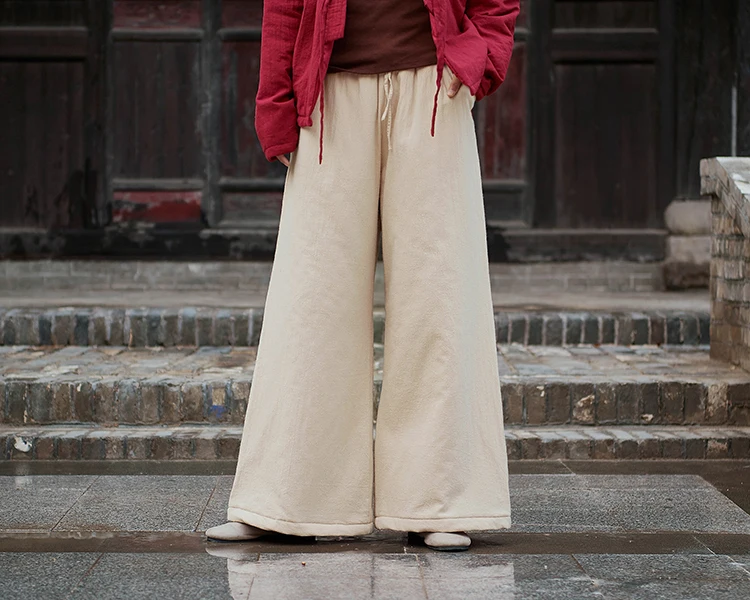 OriGoods Women Wide leg Pants Thick Warm Winter Pants Cotton Quilted Pants Women Wide leg Winter Trousers Original Vintage B275