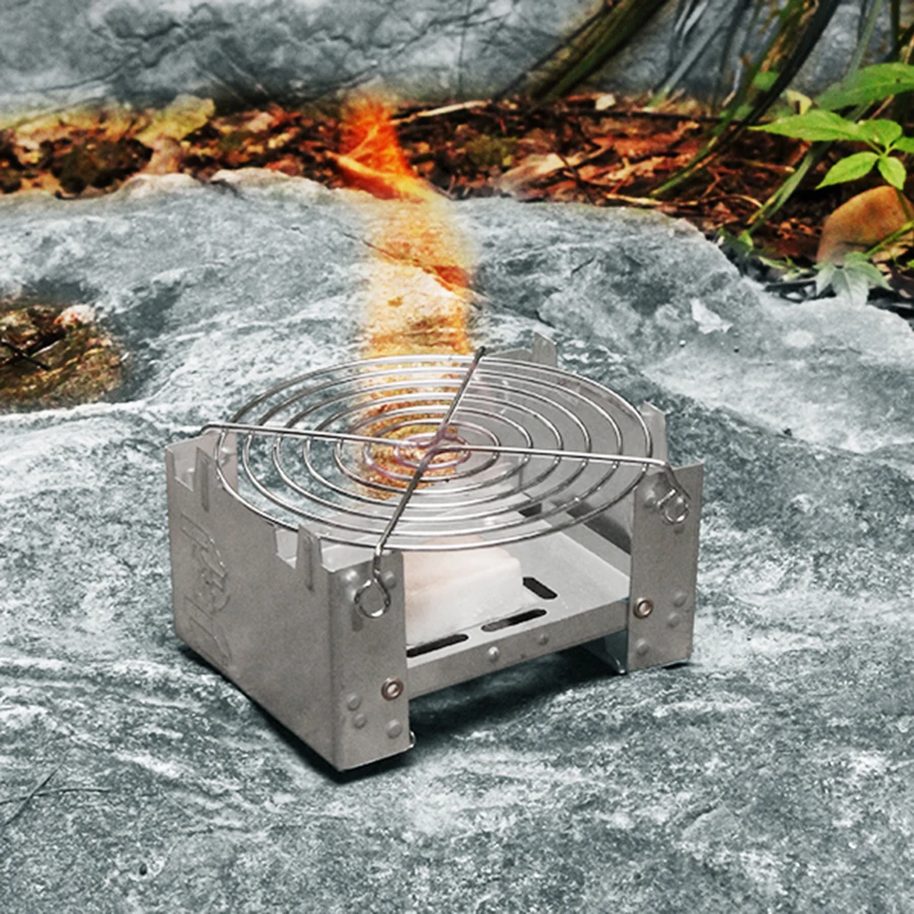 Pocket Stove Folding Emergency Camping Stove with Pot Support Rack, Ultra Lightweight ＢackpackingＦishingＰicnicBBQ