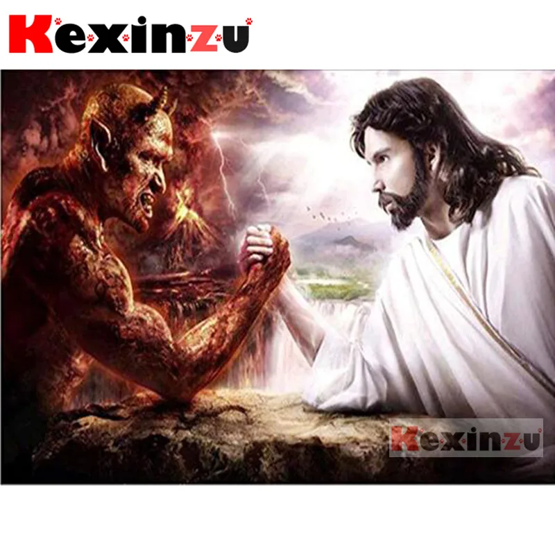 Картина из квадратных/круглых Страз &quotдьявол и Бог&quot 5D kexinzu 3D вышивка крестиком