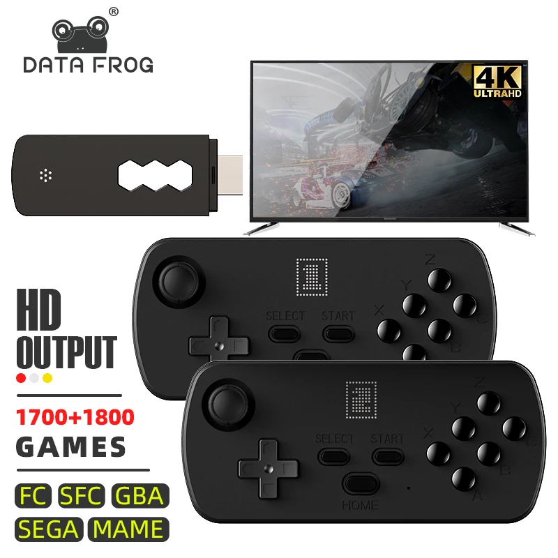 Игровая Ретро консоль Data Frog 4K TV 1700 + 1800 игр для FC/SFC/GBA/SEGA/MAME HD беспроводная ручная приставка 6 клавиш 2