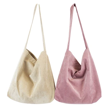 

New Canvas Women's Handbag Vintage Shoulder Bag High Quality Lady's Fashionable Corduroy Beach Bag Sac a main large totes