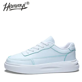 

Hemmyi 2019 Four Seasons Men's Casual Shoes Breathable Casual Male Shoes PU Lace-up Microfiber Leather Casual Shoes Size 39-44