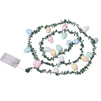 

Easter Egg Wire String Lights Battery Operated Light Party Home Decor Lamps Artificial Leaf Rattan Resurrection Egg Light String