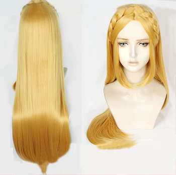 

The Legend of Zelda:Breath of the Wild Zelda Cosplay Wigs High-temperature Fiber Synthetic Hair Golden Long Hair + free hair net