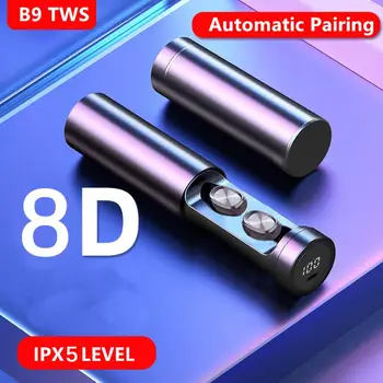 

60mAh Polymer Lithium Battery 3.7V 120dB B9 Wireless Stereo Earphone 5.0 Wireless 8D HIFI Sport Earphone MIC Earbuds