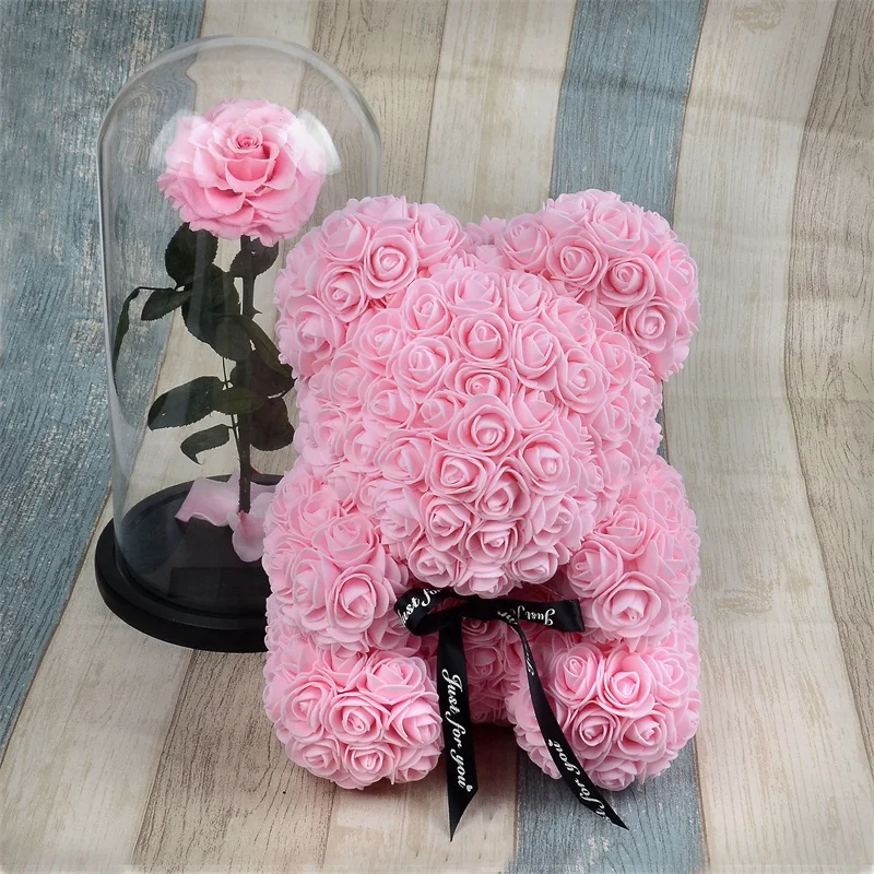 30cm light pink 25 см, дропшиппинг, розовый Мишка, пенопласт, мишка, роза, цветок, подружка, День Святого Валентина, подарок на день рождения, украшение для вечеринки - Цвет: 30cm light pink