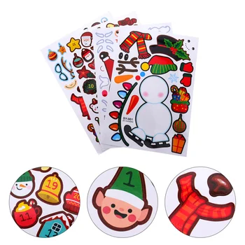 

1 set/25 Sheets Puzzle Stickers Funny Creative Make a Face Sticker Christmas Match Sticker Christmas DIY Stickers for Kids