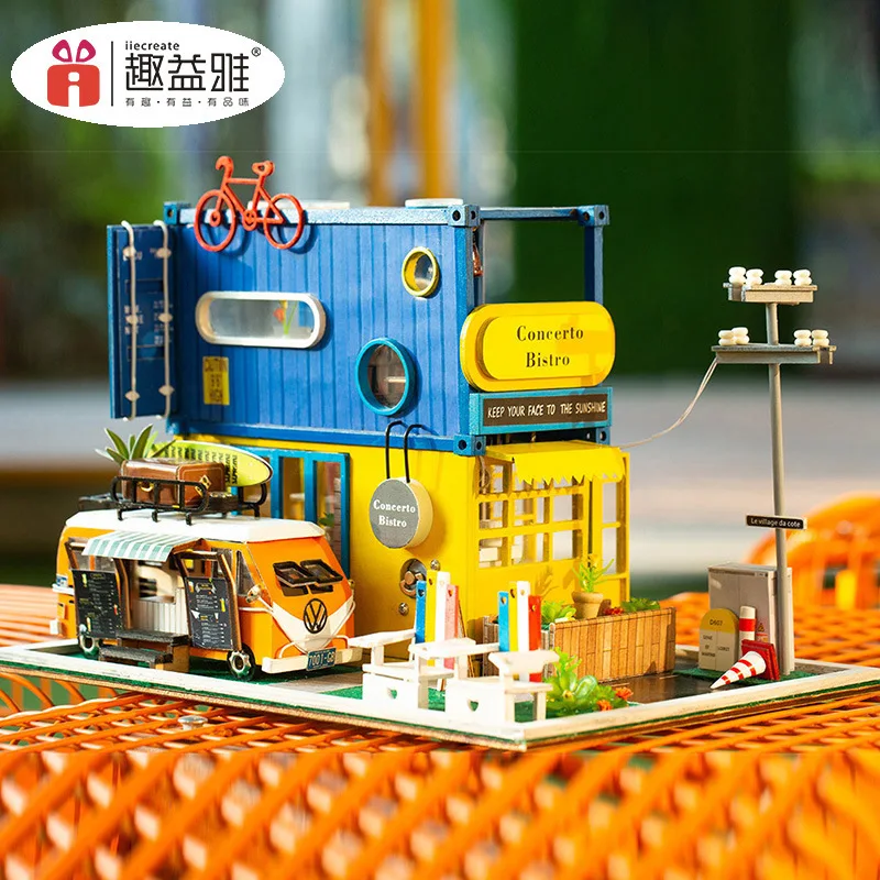 K-039 Творческий контейнер 3D DIY Деревянный Кукольный дом Питание Грузовик кукольный домик Miniaturas мебель сборные наборы игрушки для детей