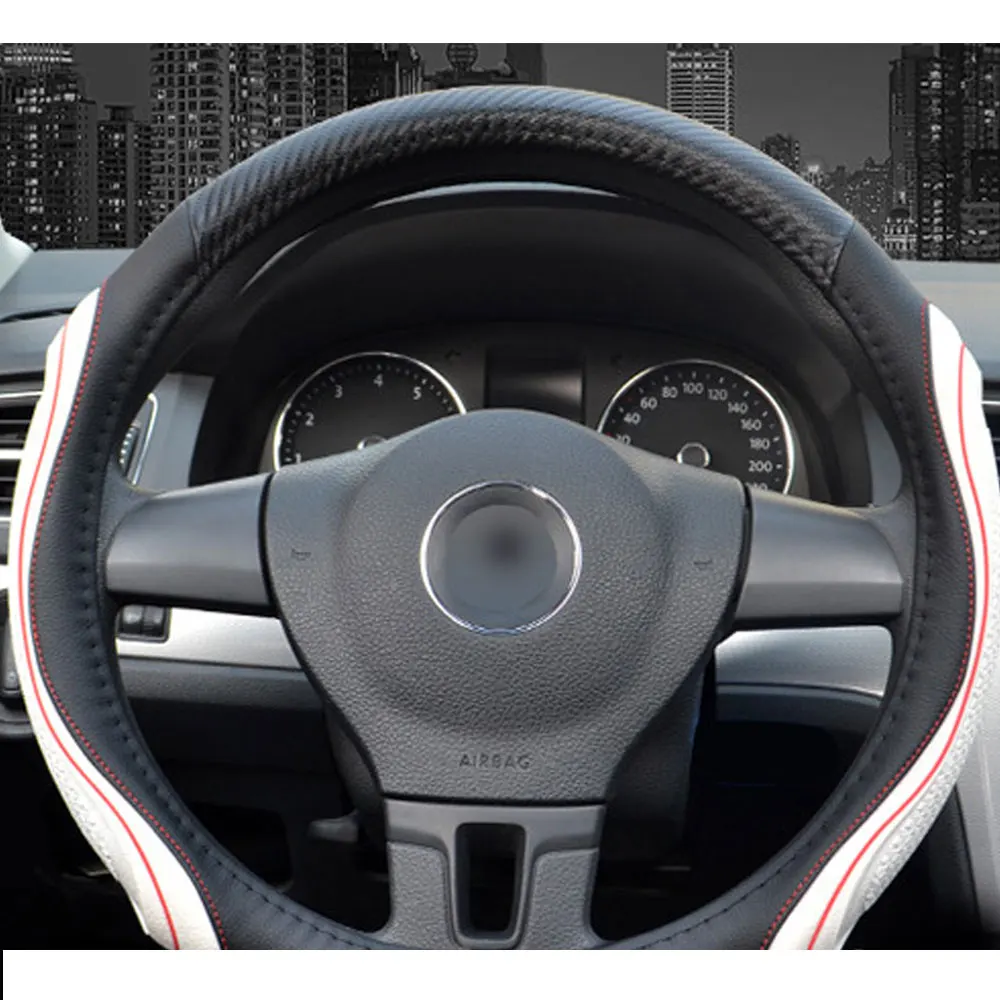 DSYCAR 1 шт. авто чехол рулевого колеса автомобиля, микрофибра кожа D форма дышащий Противоскользящий без запаха подходит 38 см автомобильные аксессуары