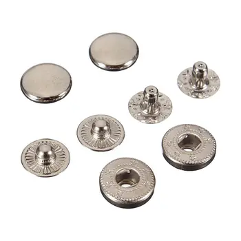 

New 15X Push Button Snap Buttonless Snap Button 10mm for Gun silber color