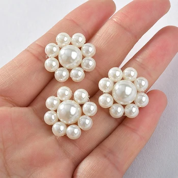 

High-quality Pearl round Flower All-match Pearl Ball DIY Handmade Ear Stud Hairpin Ornament Material Accessories 4pcs