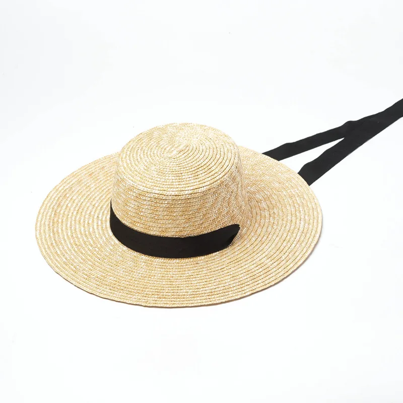 Женская шляпа, Панама для защиты от солнца Boater тканая соломенная шляпа для лета - Цвет: natural