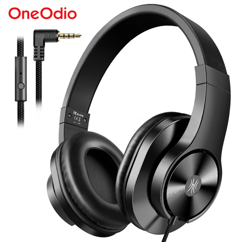 Oneodio T3 проводные наушники, накладная гарнитура с микрофоном, стереонаушники с басами, регулируемые наушники для мобильный телефон