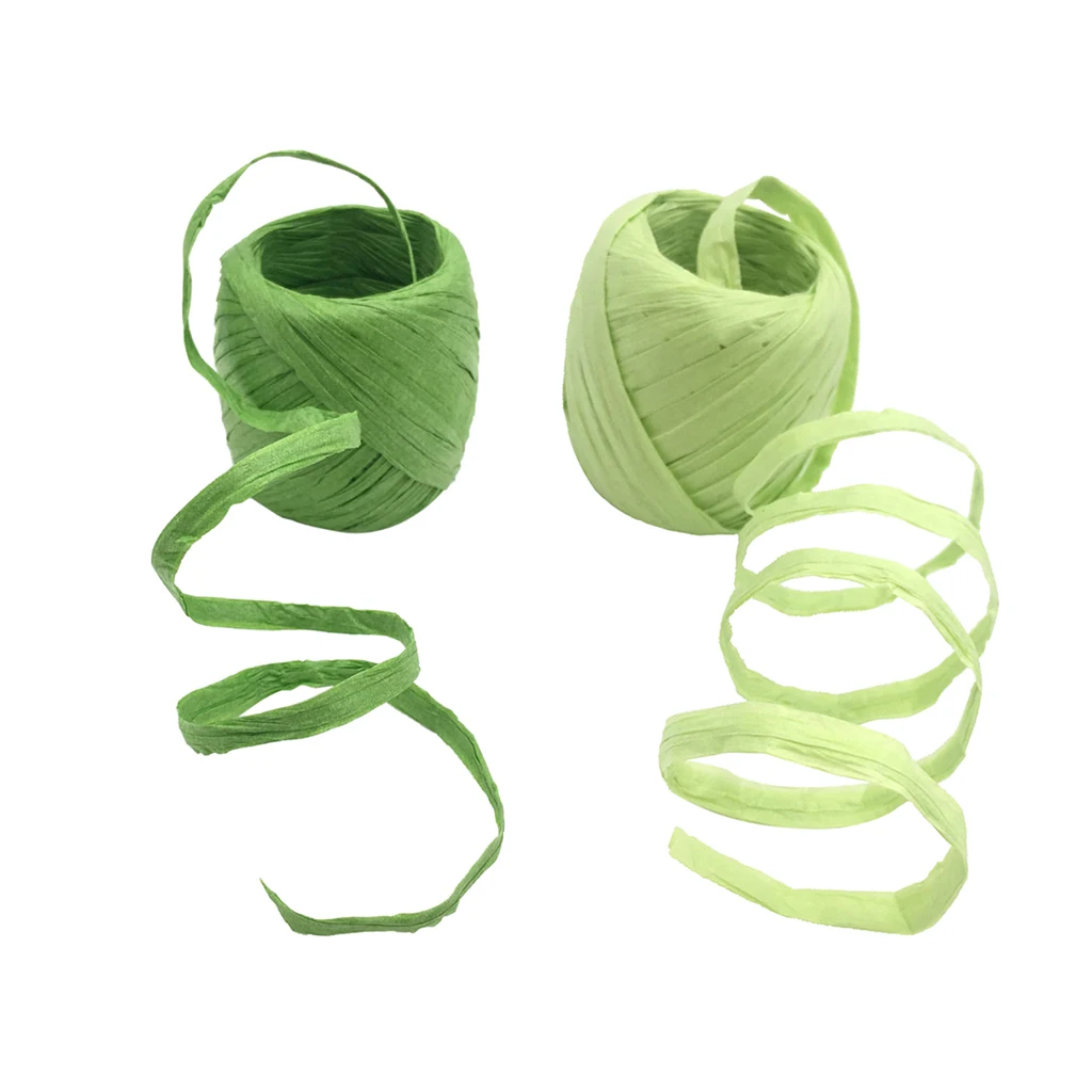 2pcs Easy Cheap and Convenient Paper Raffia Ribbon Decorating Flowers Gifts Crafts Scrapbook Natural Ribbons for Wedding 20m