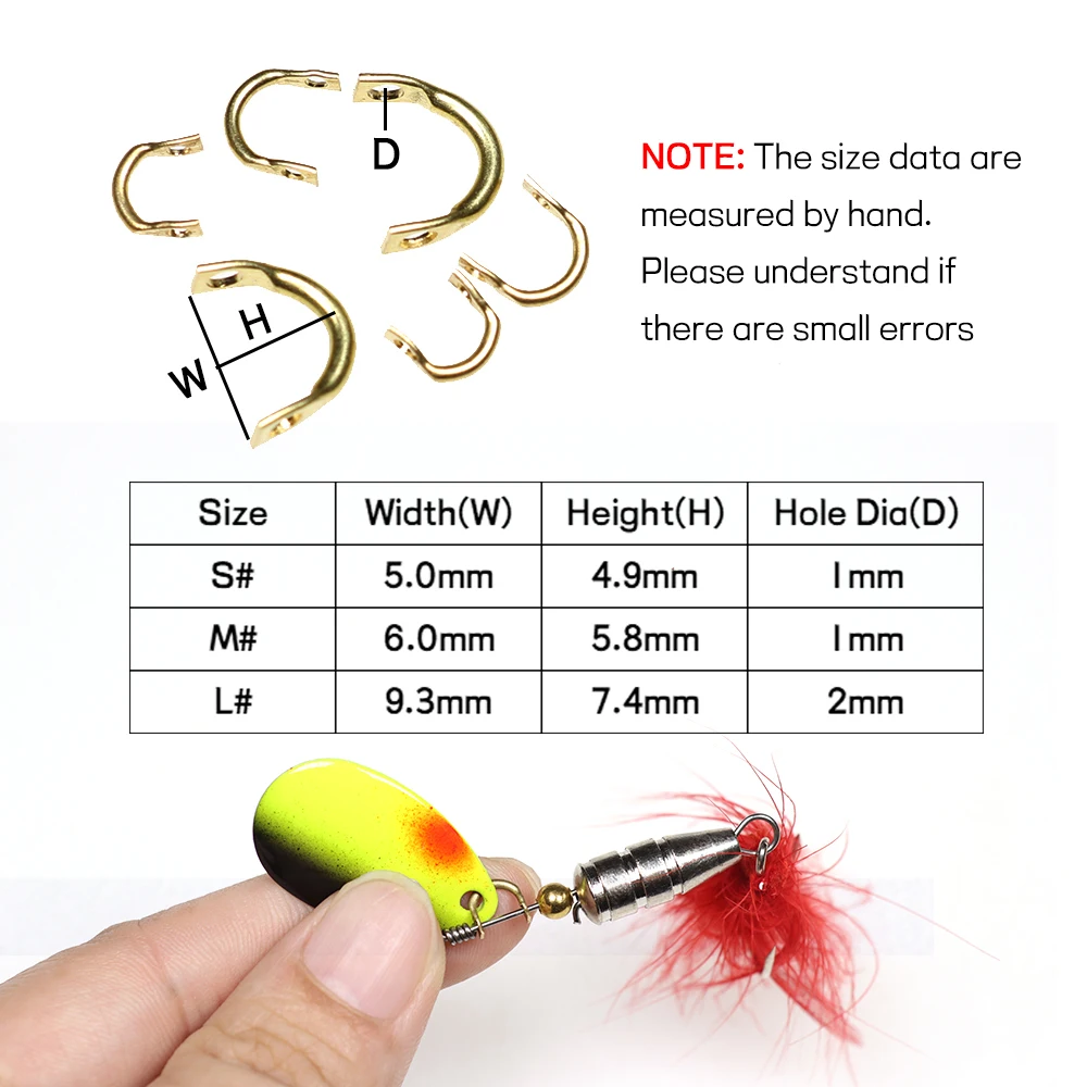 Elllv 50PCS U- Shaped Easy-Spin Clevises Spinner DIY Brass Fishing Lures  Accessories S M L