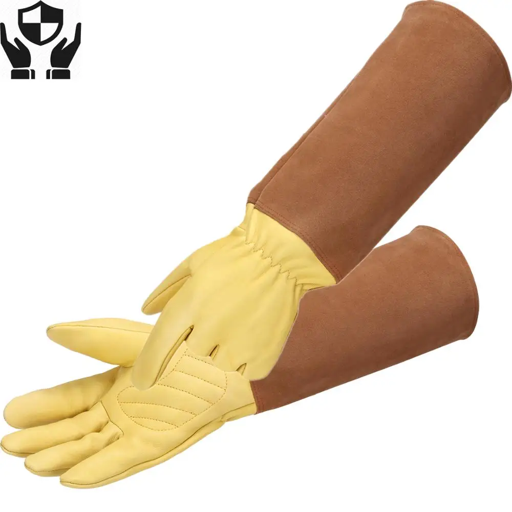 

Hot Protective Gardening Gloves Men Long Sleeve Thorn Cut Proof Rose Flower Pruning Working Goatskin Leather Garden Gloves Women