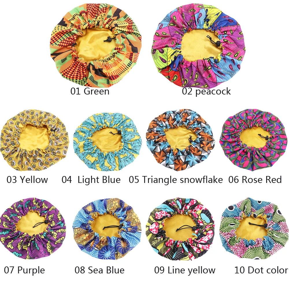 Kids Girls Night Sleep Cap Satin Elastic Band Africa Bonnet Hat Hair Care Head Cover Adjust Hair Loss Hat Beanies Skullies