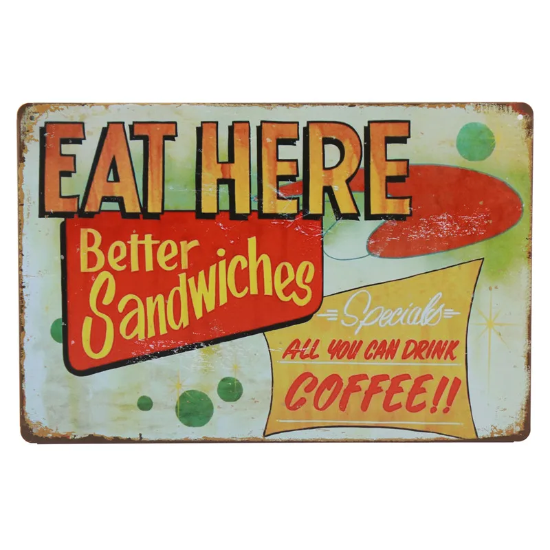 Напиток кофе бар металлическая тарелка плакат паб кафе Настенный декор ретро-наклейка винтажная жестяная вывеска художественная живопись 8x12 дюймов H67