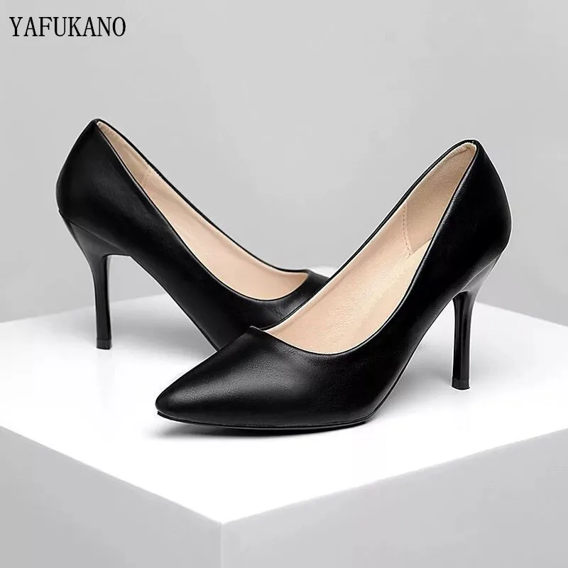 Professional Single Shoes Simple Comfort Work Shoes Black High Heels Formal Wear Leather Shoes Sexy Small Size Women's Shoes 32