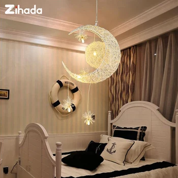 

LED Ceiling Light AC110-220V Modern Pendant Ceiling Lamps Creative LED Moon Shape pendant Bedroom Living room Hanging Lamp
