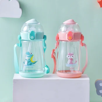 

Children's Drinking Cup Baby Drinking Cup Straw Cup Student Strap Drinking Cup 380ML BPA Free