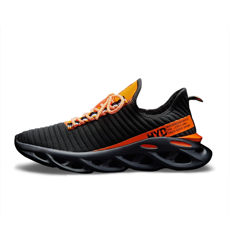 Мужская Вулканизированная обувь; кроссовки; дышащая мужская повседневная обувь; нескользящая Мужская обувь из сетчатого материала на шнуровке; коллекция года; Мужская обувь; Tenis Masculino; - Цвет: 662 Black Orange