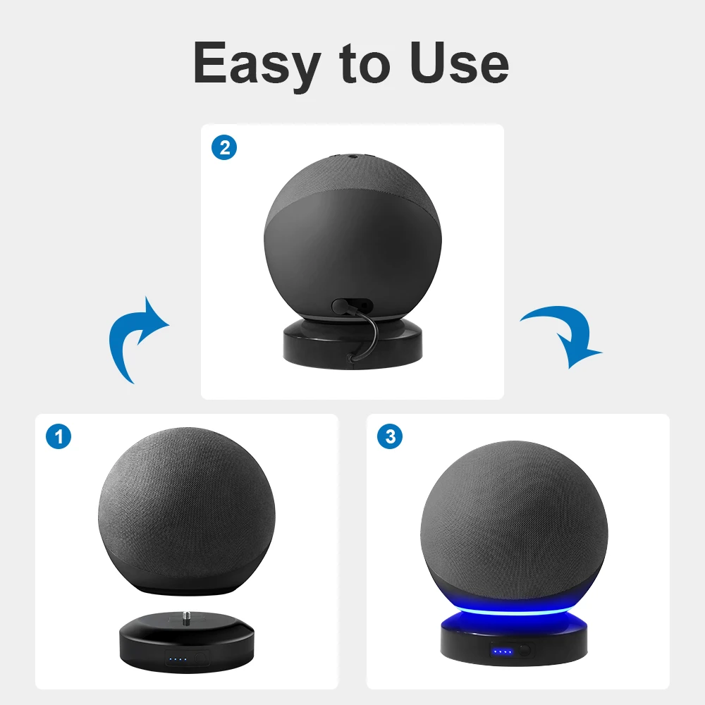 Battery Base for Echo 4th Gen 7800Mah Portable Wireless Charger Power Bank for Amzon Alexa Echo 4th Gen Holder Mount Stand