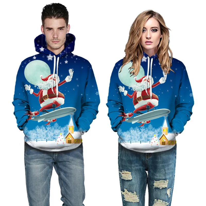 

Christmas snowman printing Women Santa Claus Christmas Novelty Ugly CHRISTMAS Snowman 3D Sweater hooded sweater Warm Sweater
