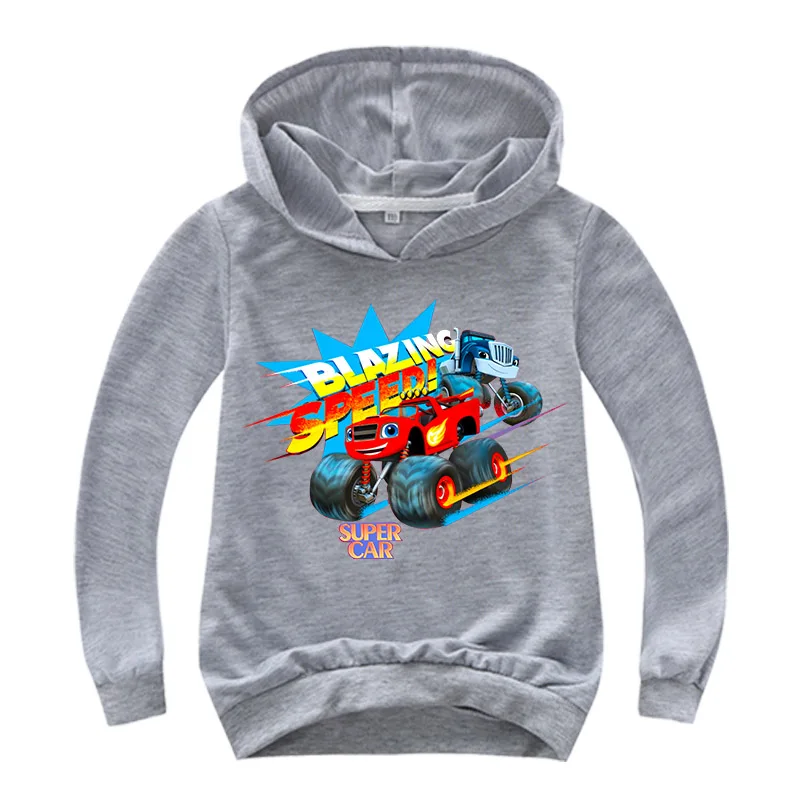Монстр машина Blaze Car одежда детская одежда детские толстовки с капюшоном для мальчиков и девочек пальто для мальчиков детские толстовки с героями мультфильмов - Цвет: Серый