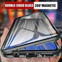 360 custodia protettiva per telefono in metallo ad adsorbimento magnetico per Xiaomi Redmi Note 10 9s 8 7 Pro Redmi 9 9A K20 Cover in vetro a doppia faccia