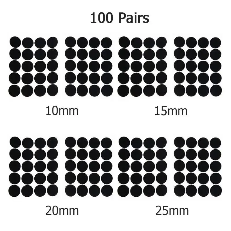 100 пар наклейки "точки" на застежке-липучке Двусторонняя сильная самоклеящаяся поверхность нейлоновая изолента кнопки 10/15/20/25 мм Швейные Инструменты, нержавеющая сталь