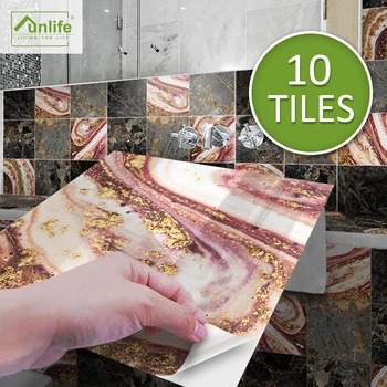 

Funlife® BRILLIANT™ 15/20cm Black Coral Marble Tile Sticker Waterproof PVC DIY Wall Art for Bathroom Kitchen Camper Home Decor