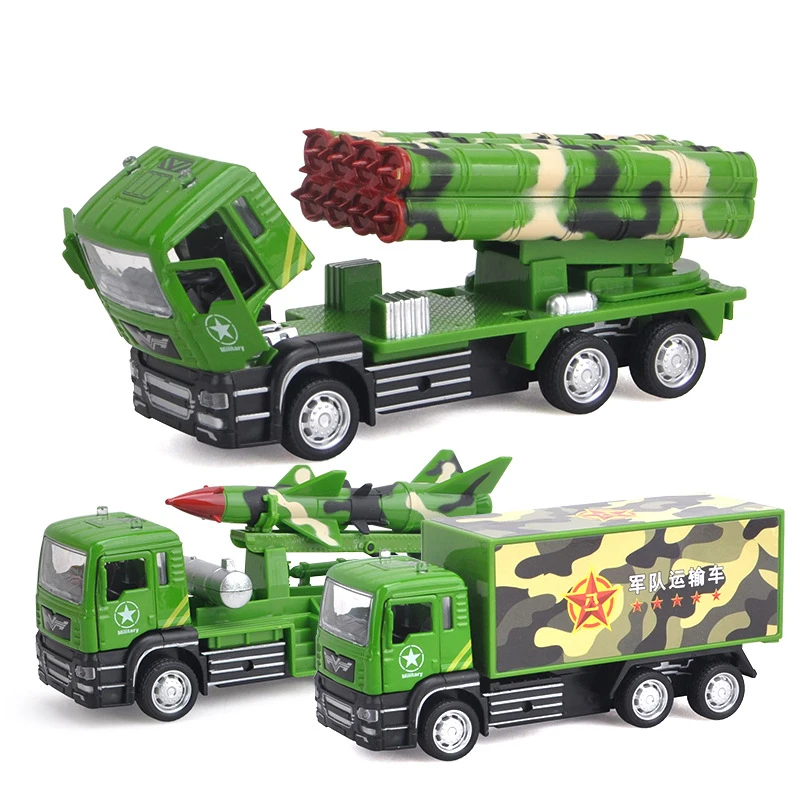 

1:52 Simulation Kid Car Model Metal Diecasts Military Series Vehicle Pull Back Rocket Missile Truck Birthday Gift for Boys Y062