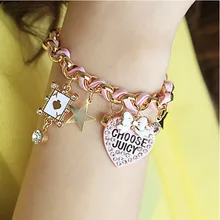 Браслеты, браслет с буквой Bileklik в форме сердца, инкрустированный браслет с европейскими украшениями и бантом