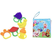 Livres en tissu écologique, Alphabet anglais difficile à déchirer, 1 pièce et 5 pièces, jouets de dentition en Silicone pour bébé, bâton de dentition 
