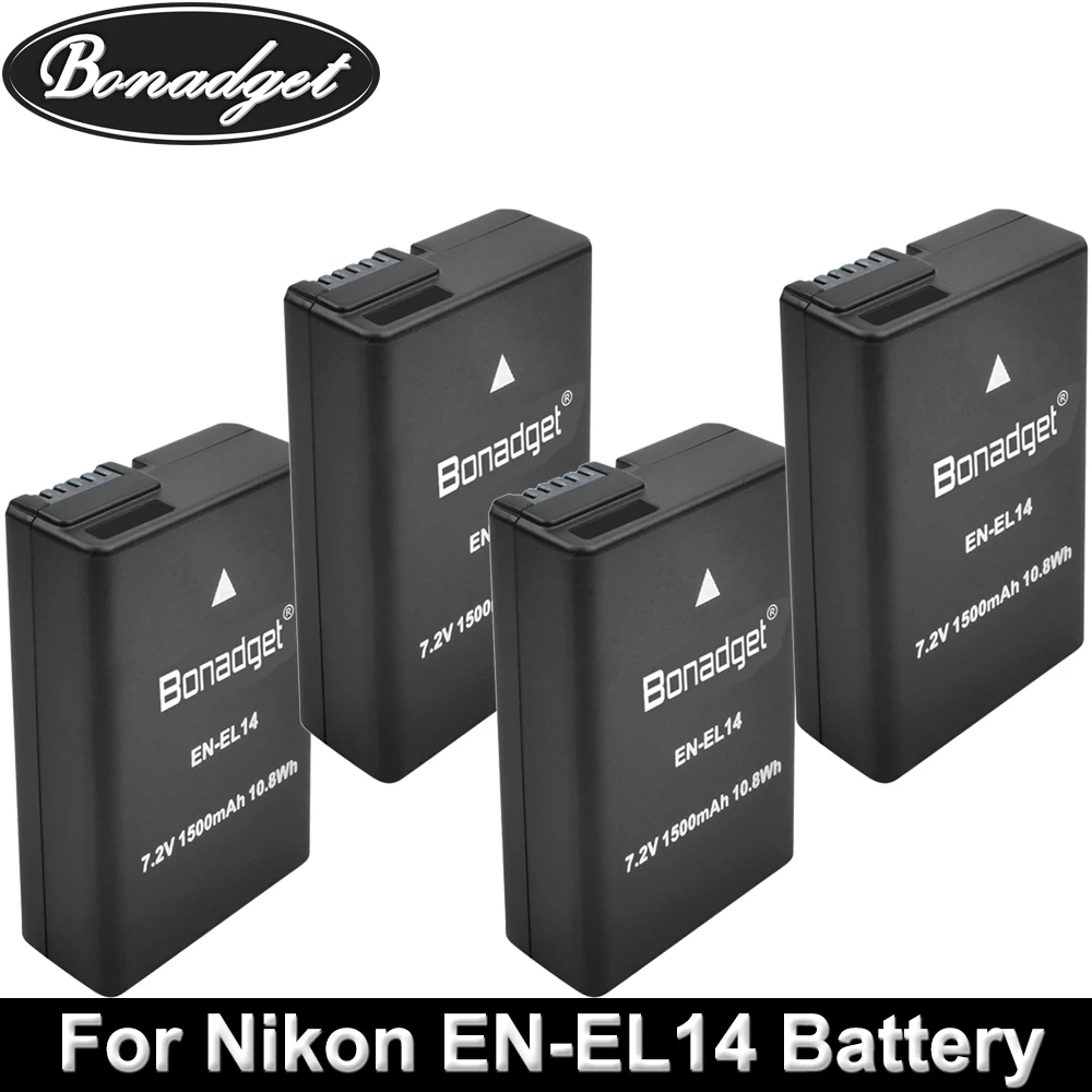 Батарейный блок Bonadget для фотоаппарата Nikon с двойным зарядным устройством USB + ЖК