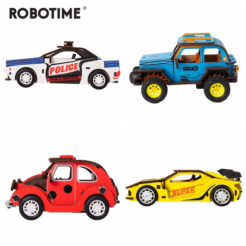 Robotime 4 вида инерционная мощность 3D Деревянный пазл модель автомобиля