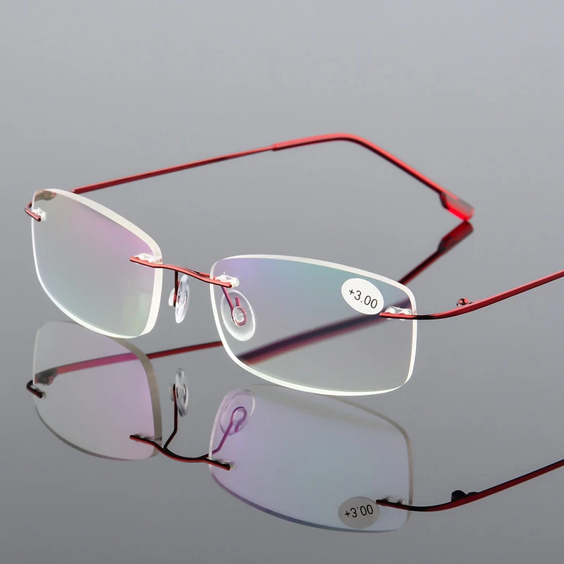 Iboode ультралегкие очки для чтения без оправы для мужчин и женщин, анти-голубые легкие Компьютерные очки для пресбиопии+ 1,0 1,5 2,0 2,5 3,0 3,5 4,0