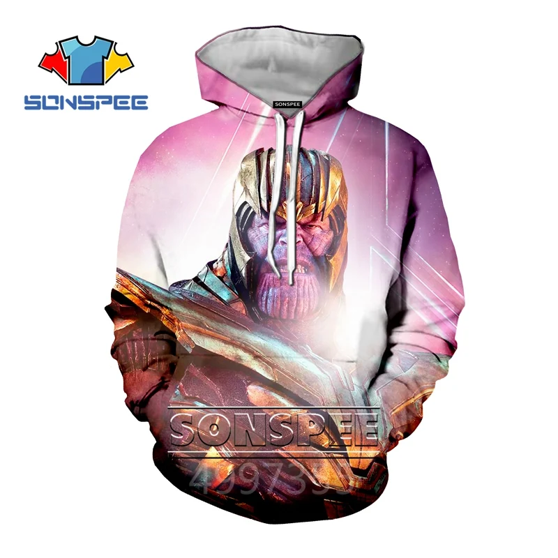 SONSPEE/Осенняя модная толстовка для мальчиков и девочек-подростков; толстовка с капюшоном для отдыха с 3D принтом героя Марвел, Мстителей; топ с длинными рукавами; пуловер; C135