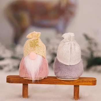 

Christmas Decorations for Home Knitted Wool White Beard Faceless Doll Forest Old Man Desktop New Year 2021 Christmas Ornaments