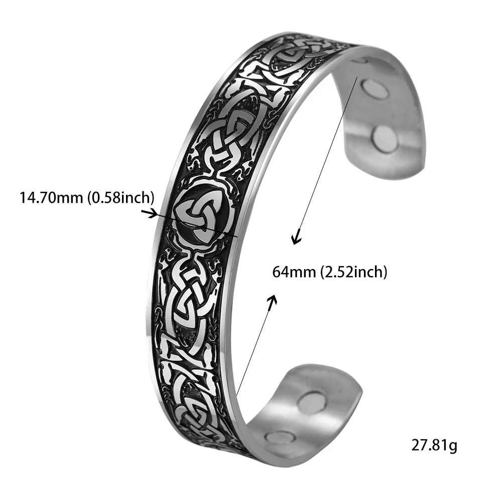 Skyrim Vintage Trefoil Knot Bracelet 316L Stainless Steel Magnetic