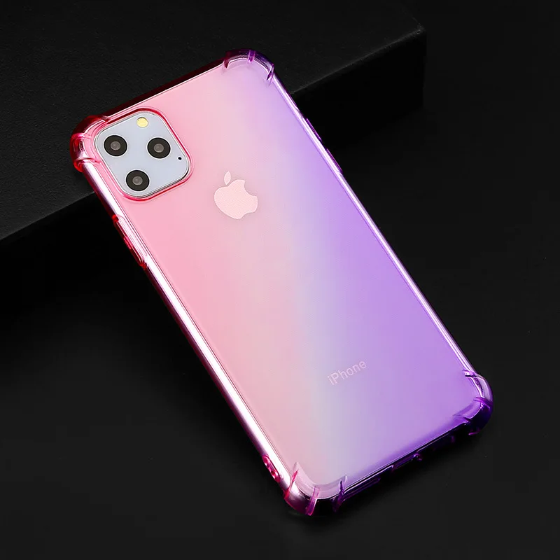 Чехол для iPhone 11 XS 8 прозрачный милый градиентный Тонкий чехол телефона из ТПУ с
