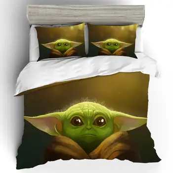 

DIY Star Wars Baby Yoda Edredon Bedding Sets Duvet Cover Home Textile Single Queen Bedding Set Bed Sheets Pillow Cases Bed Linen