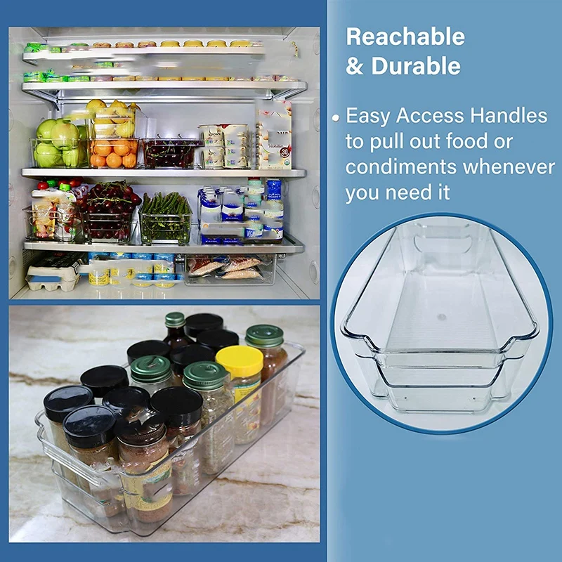 

Hot New (4 Pack)Pantry and Refrigerator Organizer Bins for Kitchen and Cabinet Storage,Stackable Food Bins with Handles