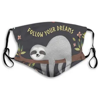 

Cute Sloth Printed Dust Mouth Mask With Replaceable Filter, Reusable Breathable Mask For Women And Men