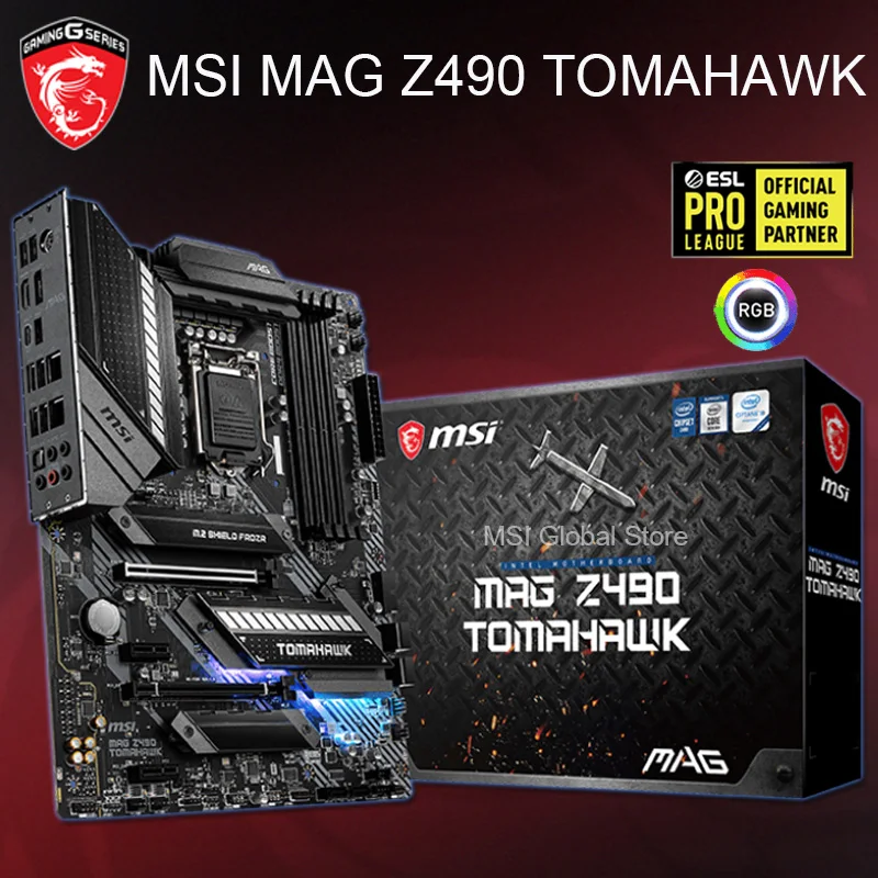 LGA 1200 MSI MAG Z490 TOMAHAWK 마더 보드 DDR4 4000MHz